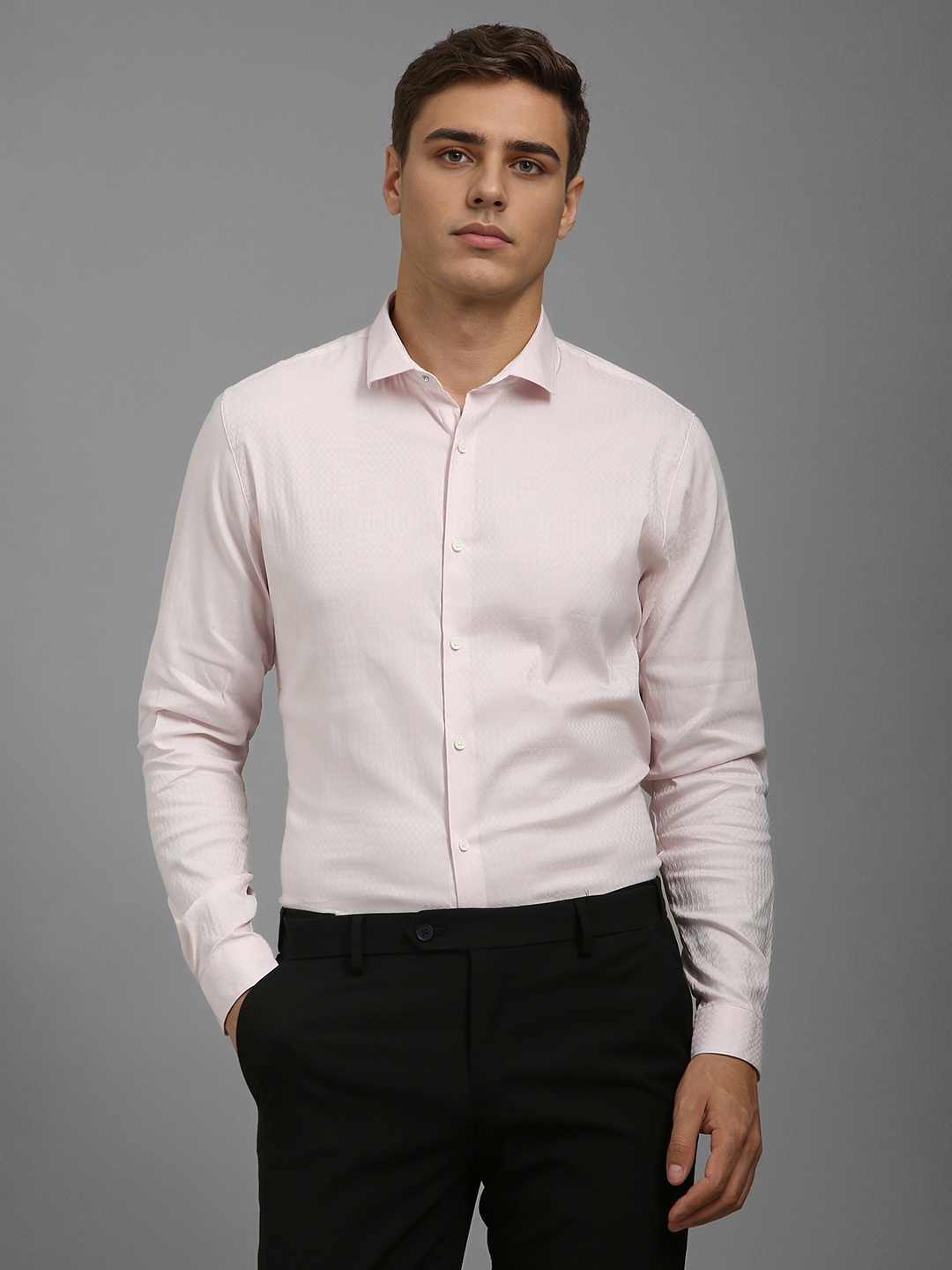 

Louis Philippe Sport Men Super Slim Fit Textured Formal Shirt, Pink