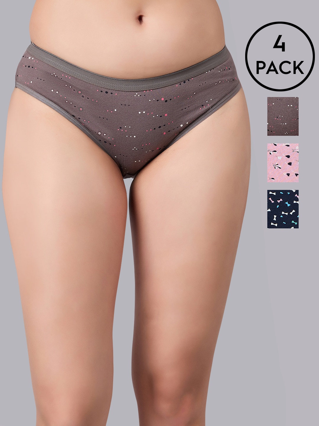 

Simoh Pack Of 4 Mid Rise Basic Briefs MB1102_Grey_Pink_Navy_Grey, Navy blue