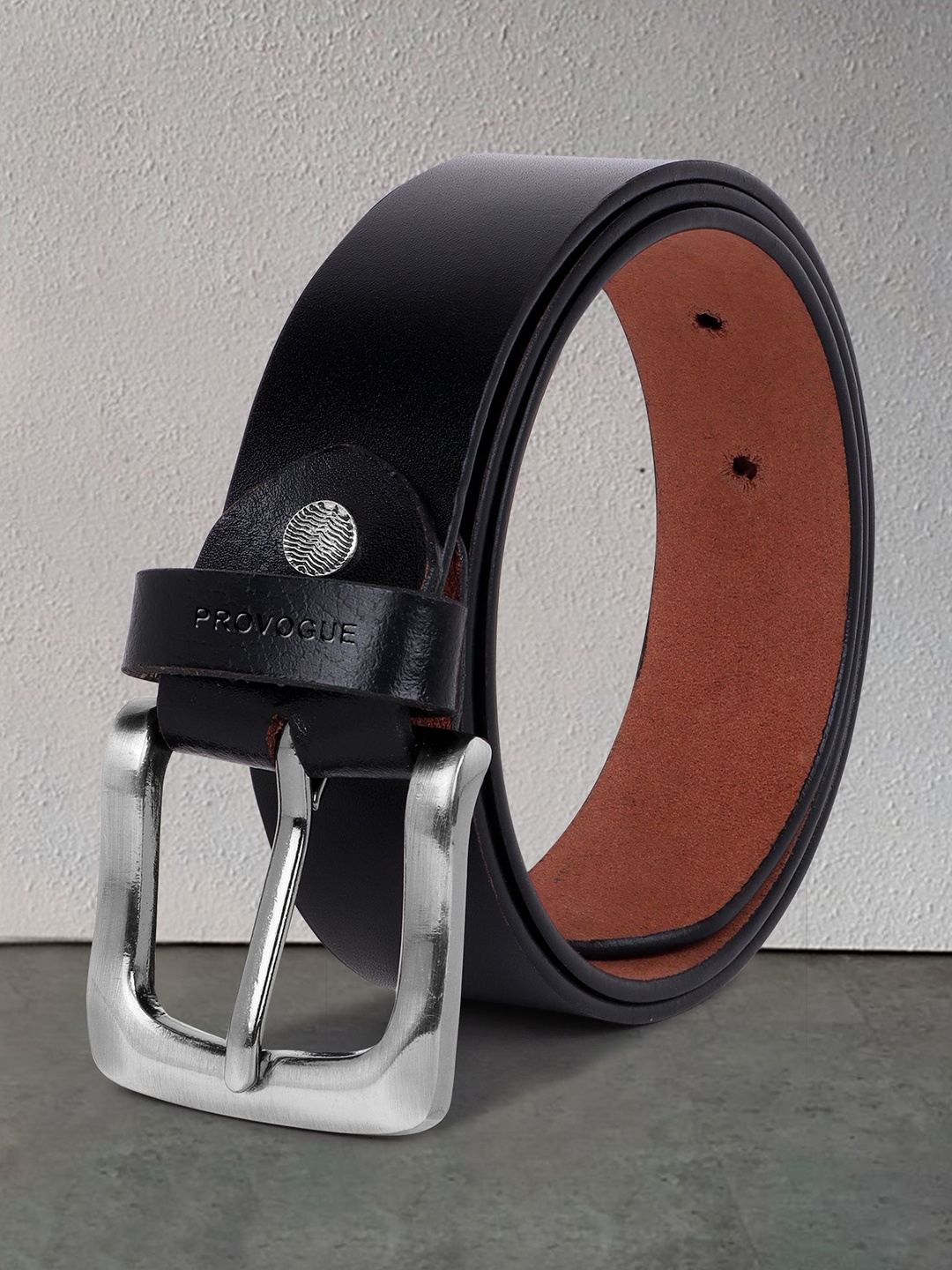 

Provogue Men Leather Formal Belt, Black