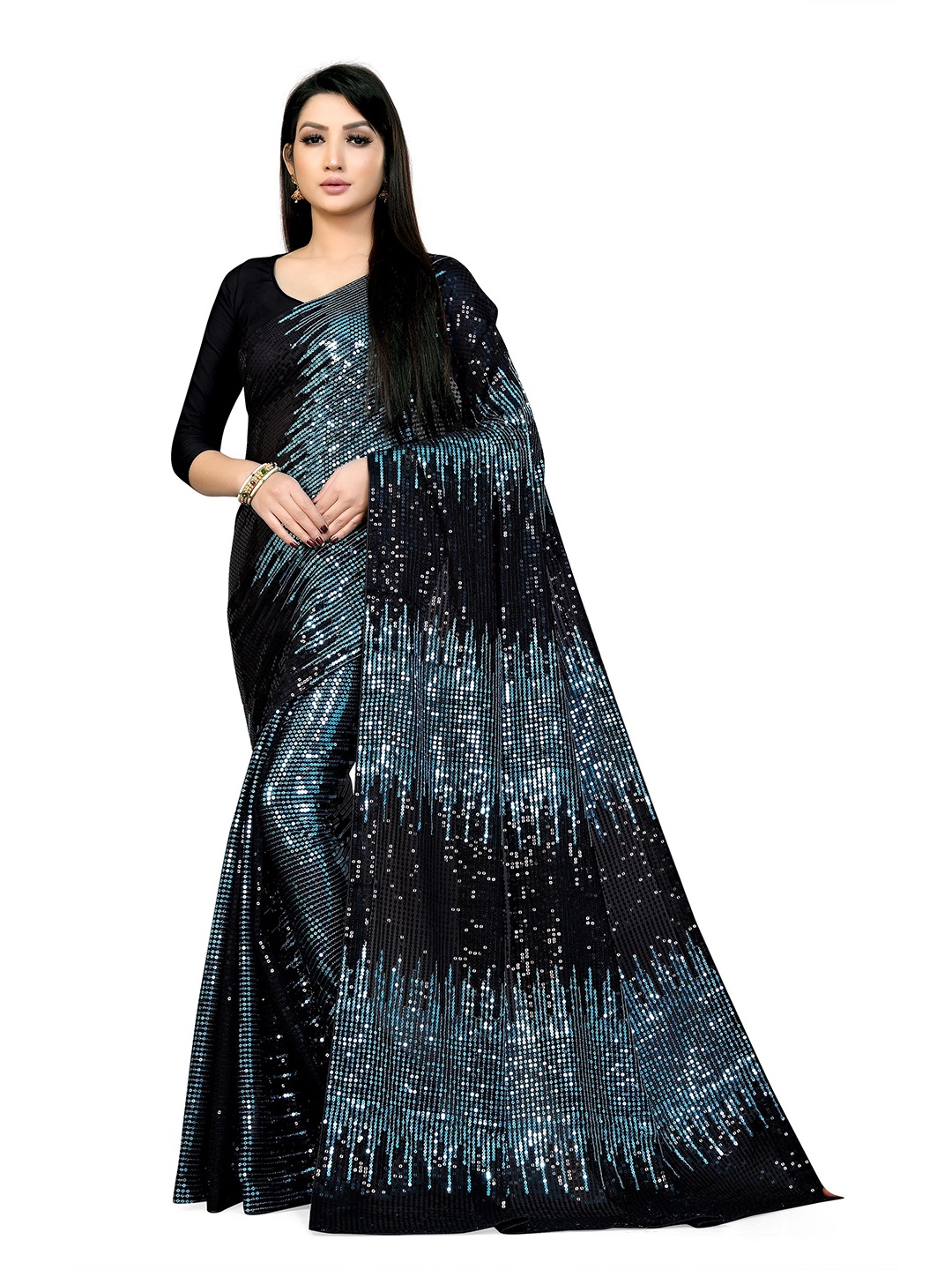 

Moda Rapido Embellished Sequinned Pure Georgette Saree, Blue