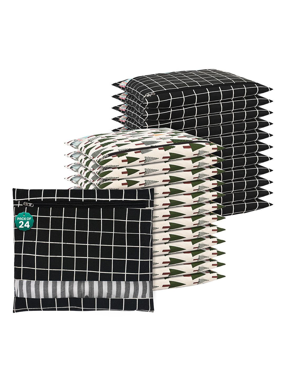 

Kuber Industries Black 24 Pcs Regular Clothes Storage Single Packing Bag Drawer Organiser