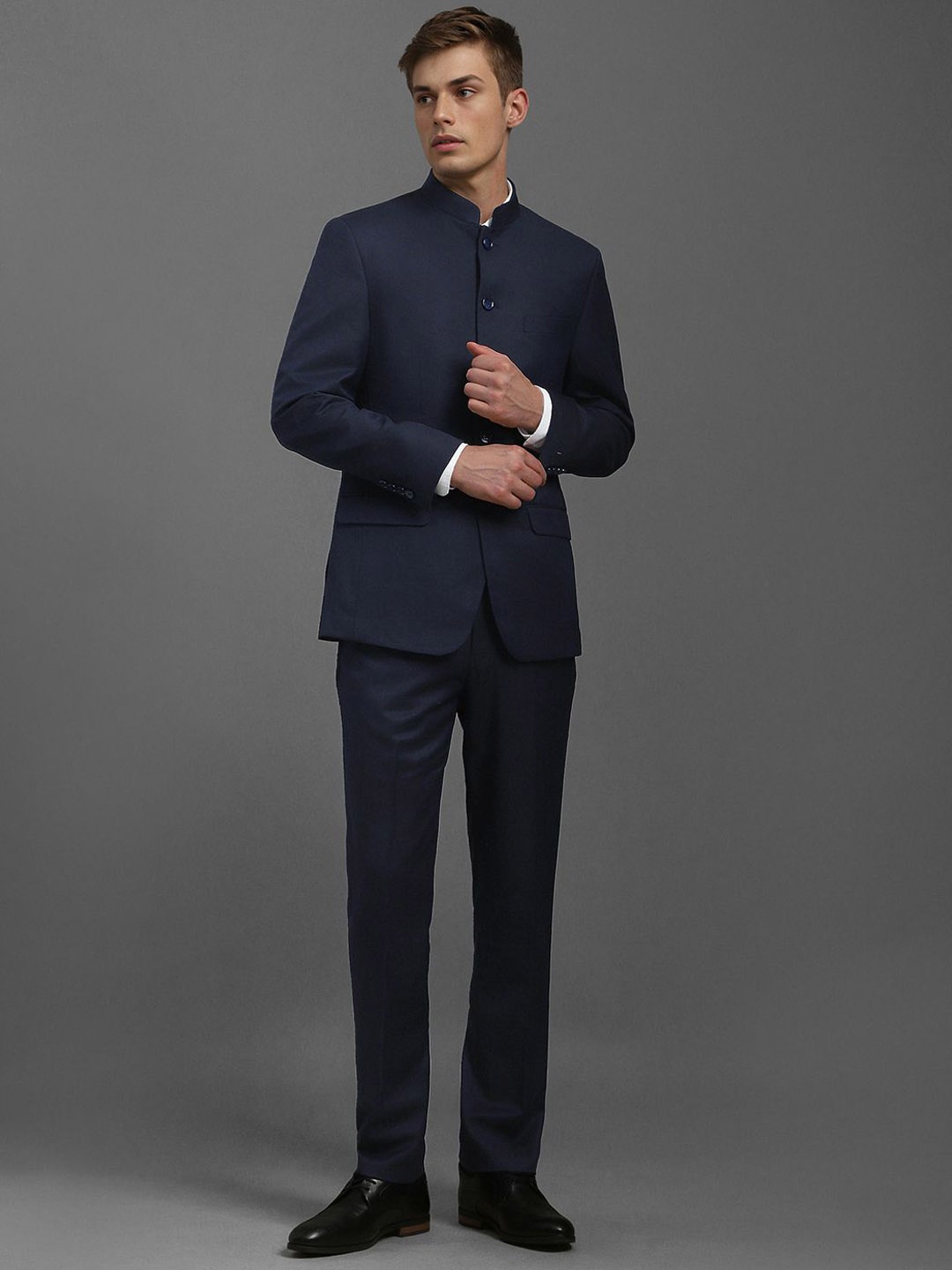 

Louis Philippe Textured Single-Breasted Two Piece Formal Suit, Navy blue