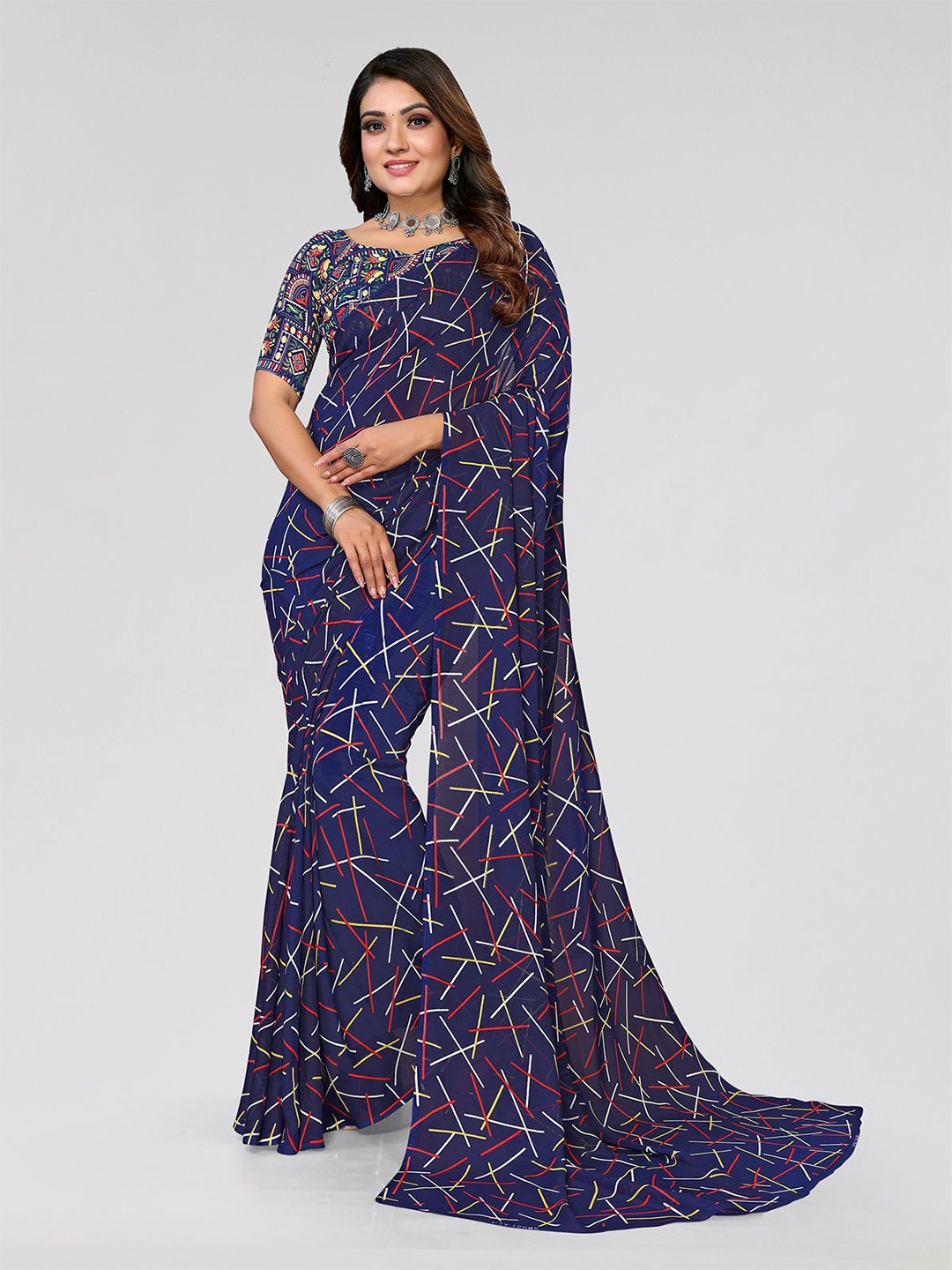 

Moda Rapido Printed Saree, Blue