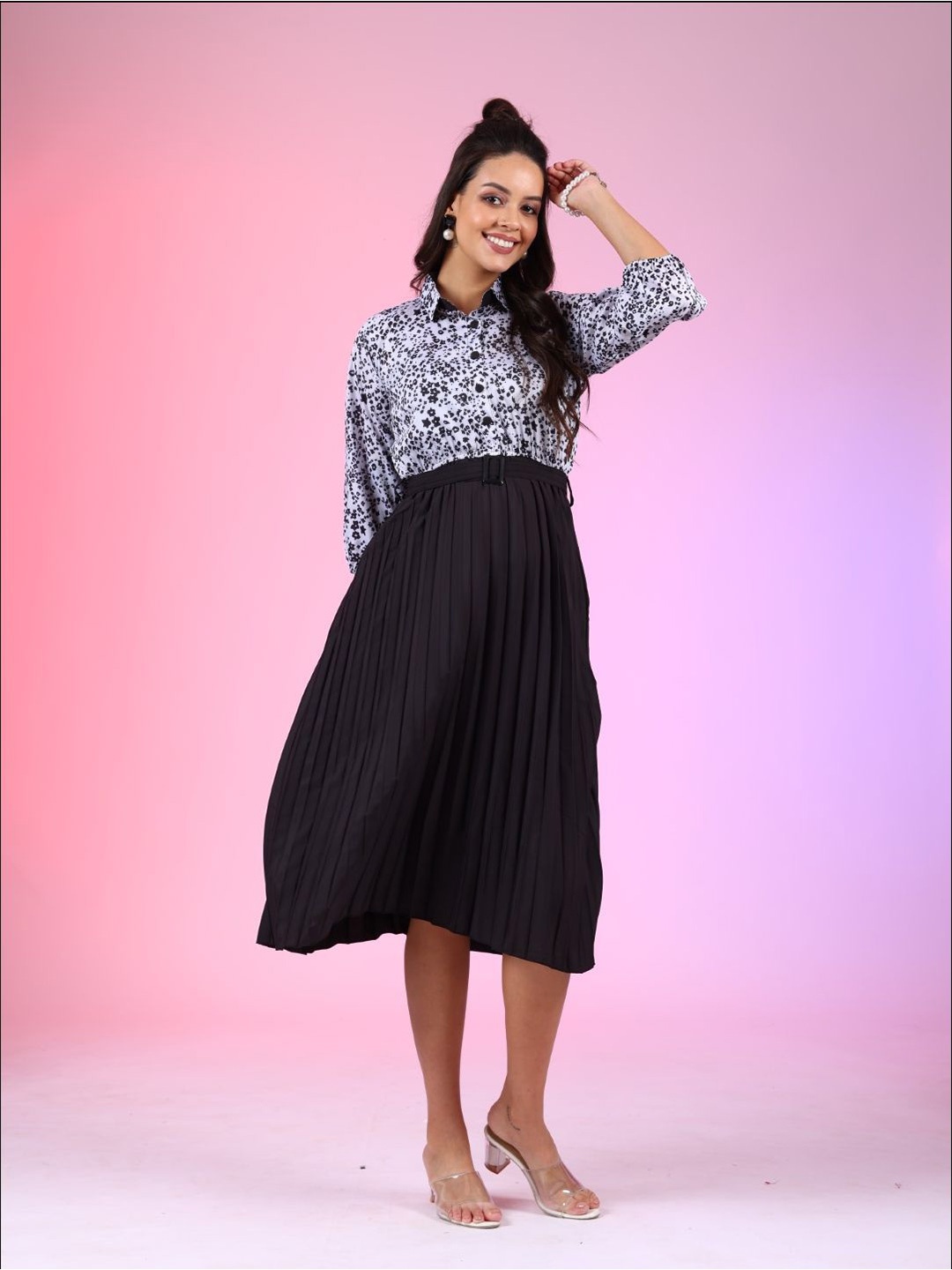 

Vastani Enterprise Print Crepe Fit & Flare Dress, Multi