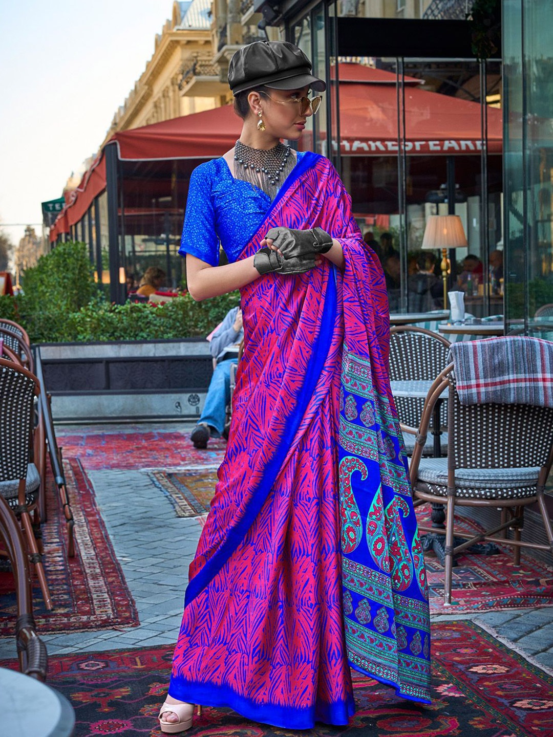 

BLENDIFY Satin Saree, Pink