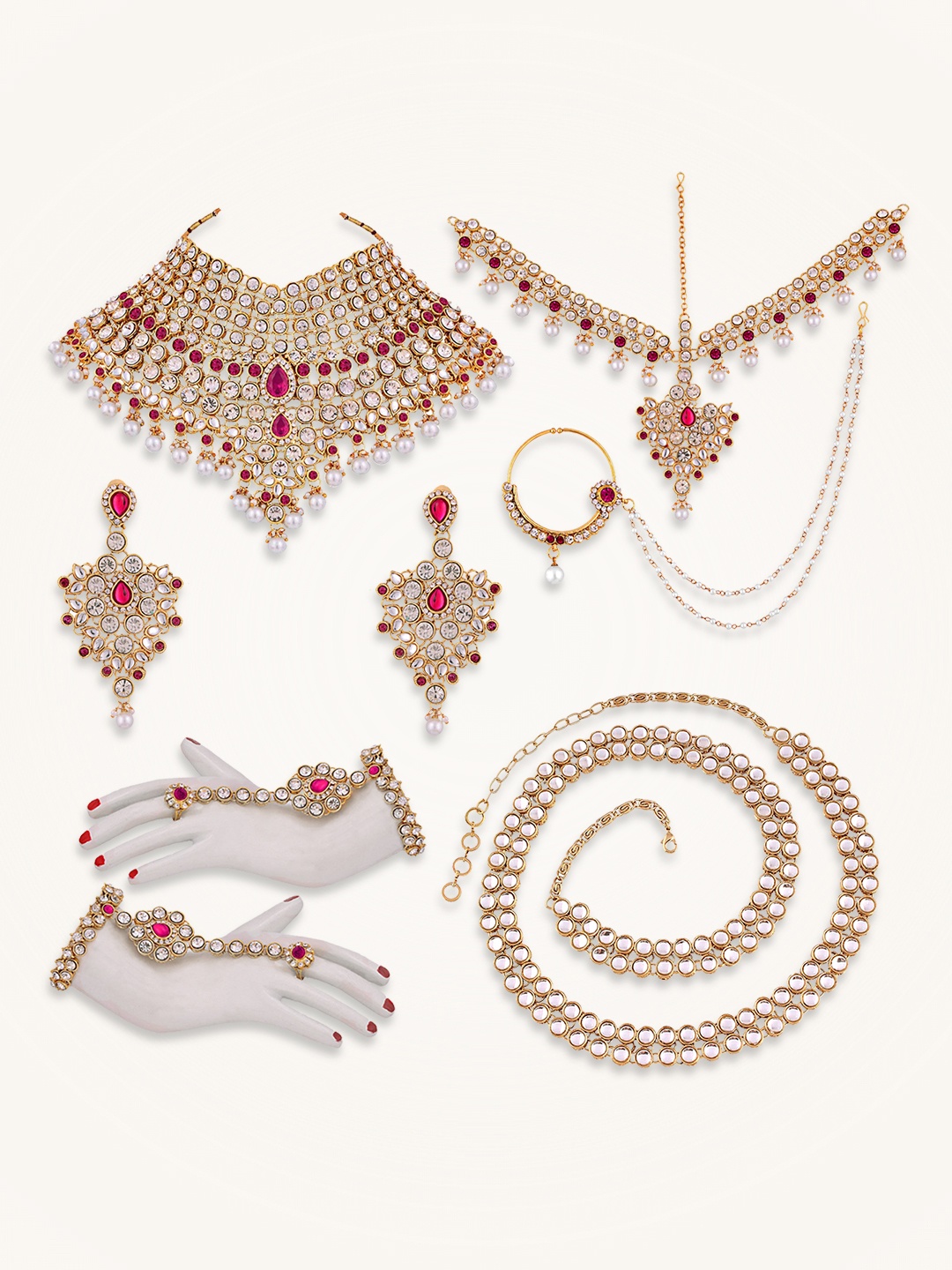

Peora Gold-Plated Kundan Stone-Studded Jewellery Set