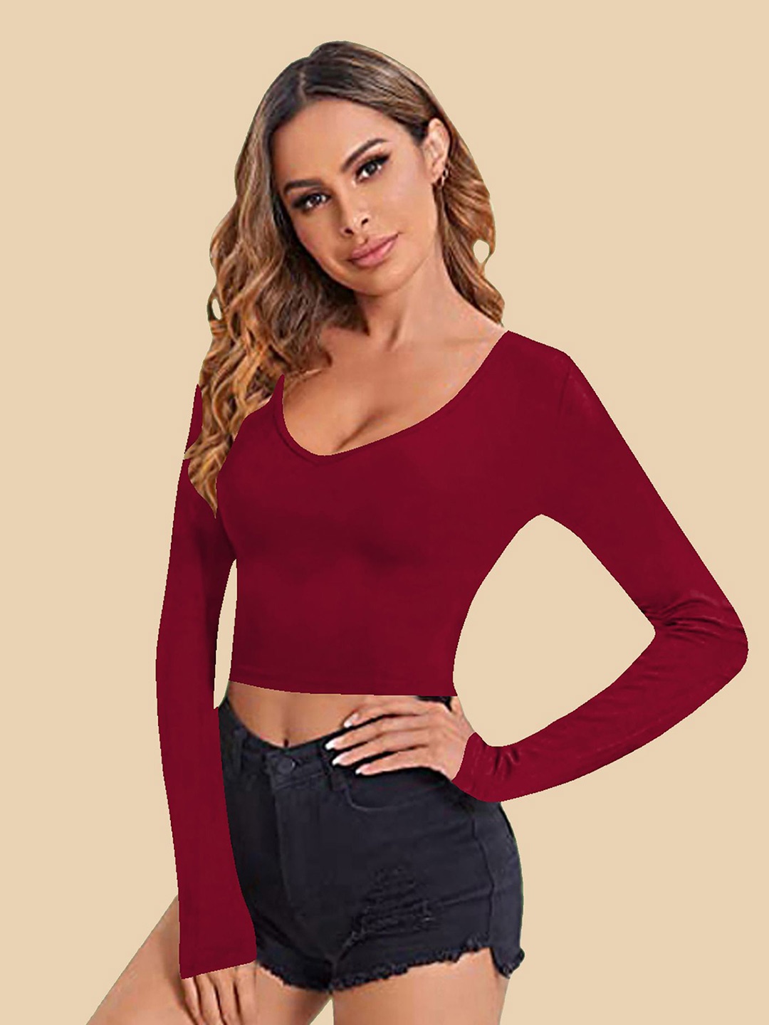 

Dream Beauty Fashion Crop Top, Maroon