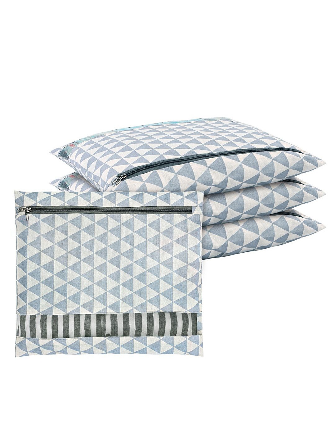 

Kuber Industries Grey & Off-White 4 Pieces Geometric Printed Cotton Drawer Organisers