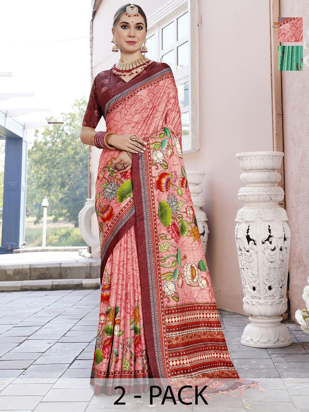 

Anouk Rustic Floral Poly Crepe Saree, Peach