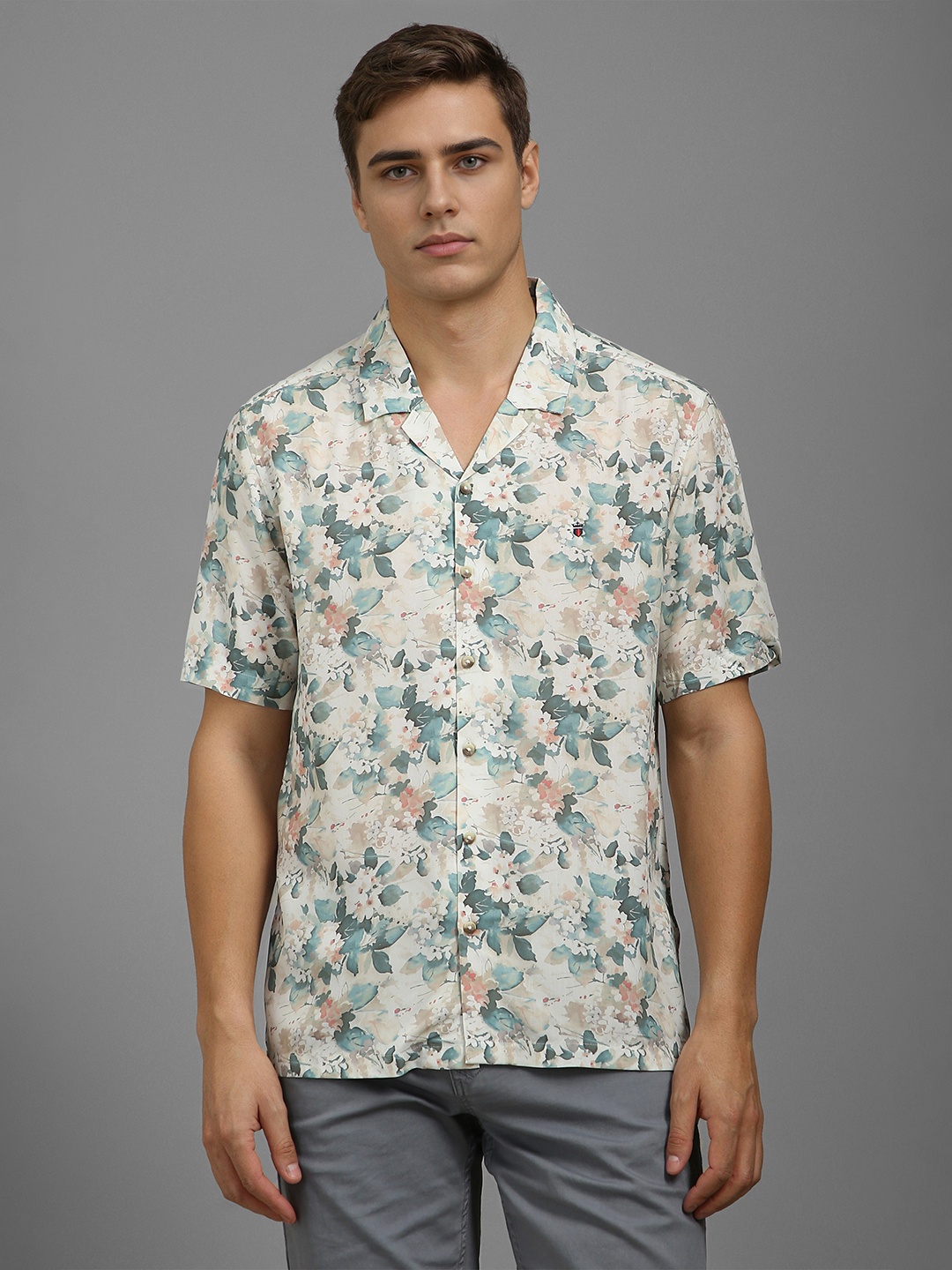 

Louis Philippe Sport Men Slim Fit Floral Printed Casual Shirt, White