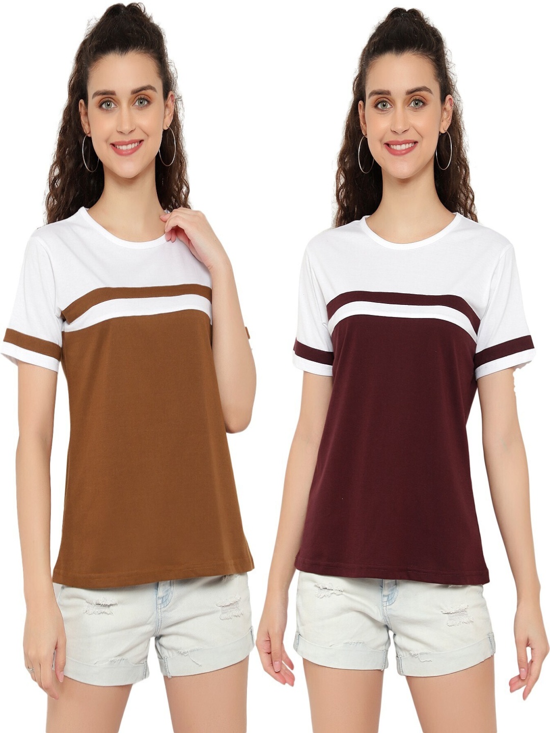 

DEEPMAYRA COLLECTION Women 2 Colourblocked T-shirt, Multi