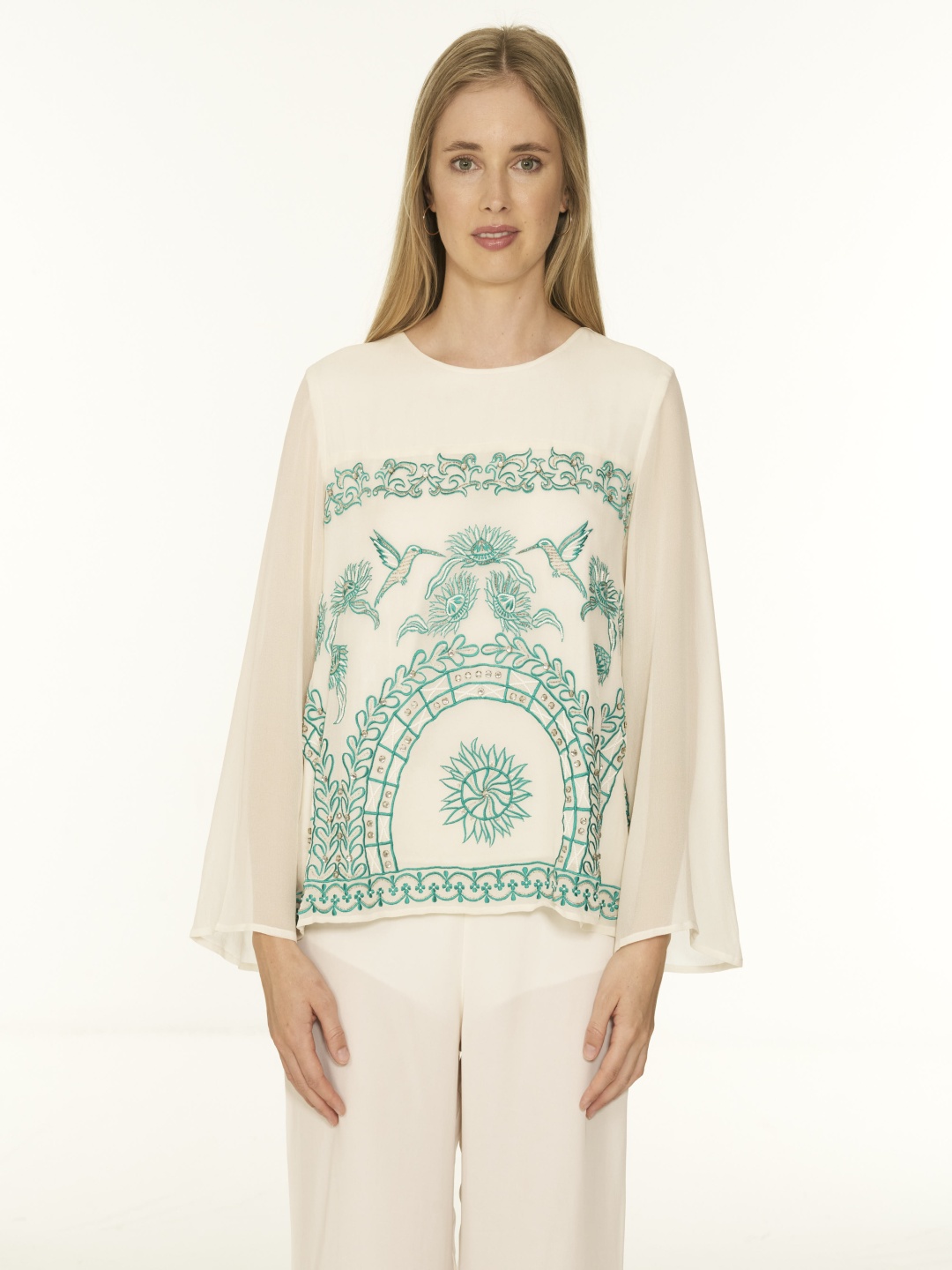 

The Sancy Women Printed Georgette Top, White