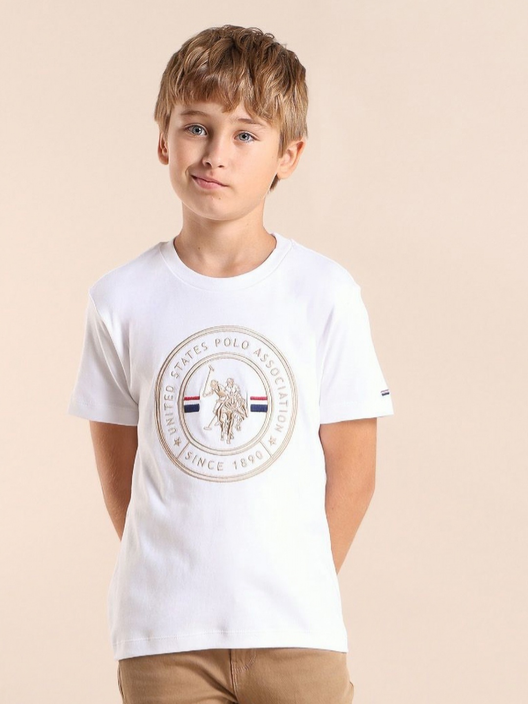 

U.S. Polo Assn. Kids Boys Brand Logo Printed T-shirt, White