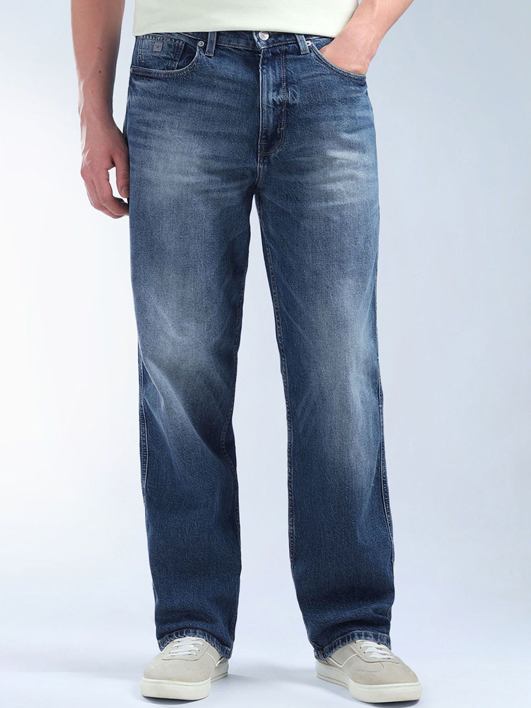 

Flying Machine Cobain 90'S Loose Fit Stone Washed Jeans, Blue