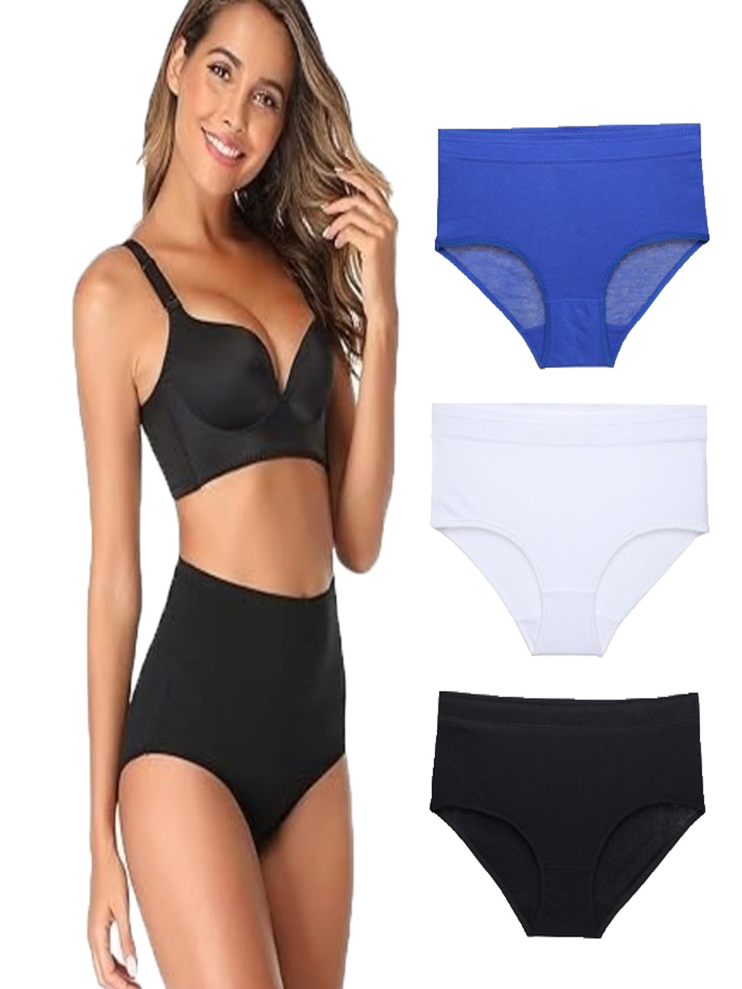 

YOU FOREVER Women Pack Of 3 High-Rise Hipster Briefs, Blue