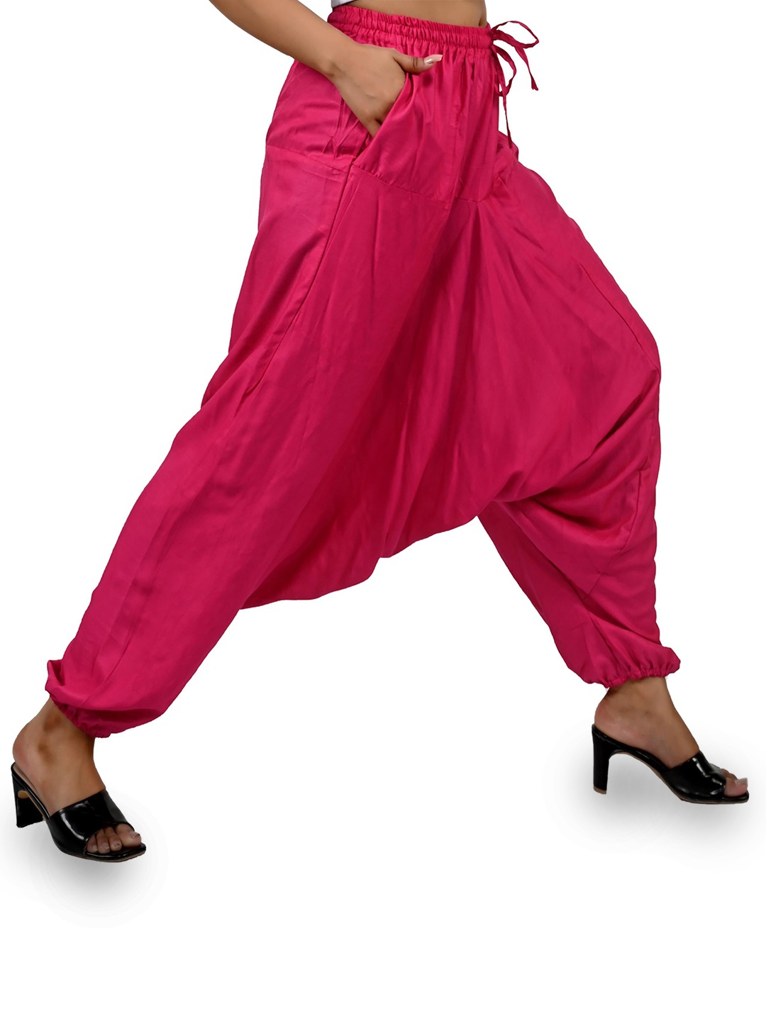 

NarNari Women High-Rise Harem Pants, Pink