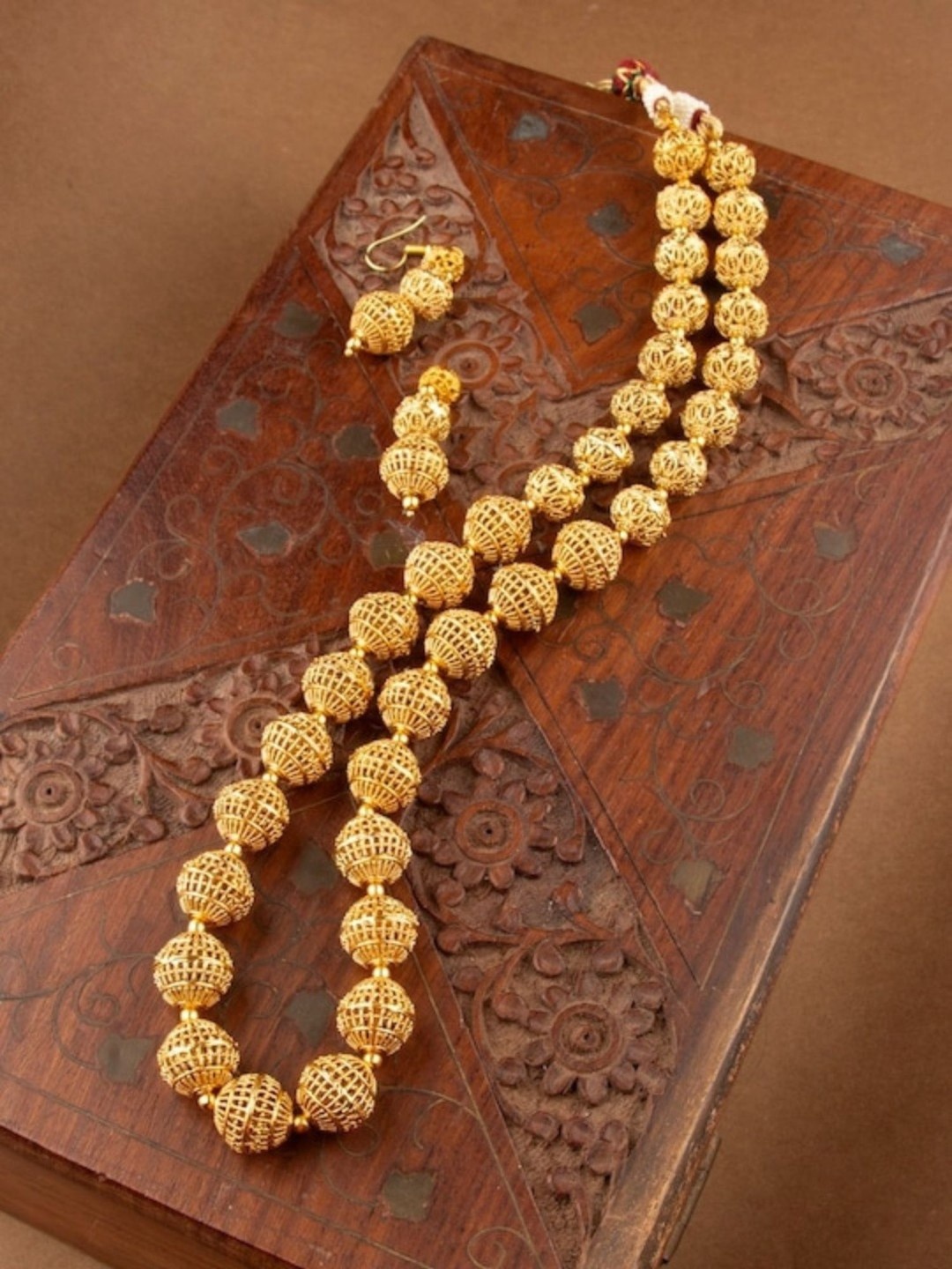 

Anouk Gold-Plated Long Multi Strand Pearls Beaded Necklace And Earrings
