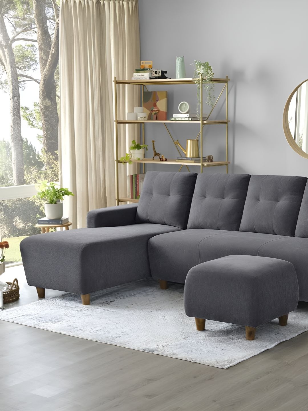 

Sleepyhead Yolo 5 Seater LHS L Shape Sofa Set Ottoman Fabric Sesame Grey