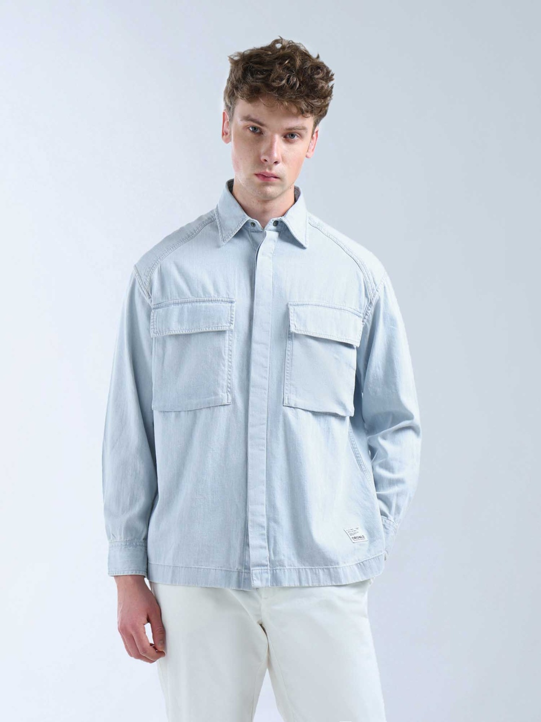 

Flying Machine Solid Oversized Fit Shirt, Blue