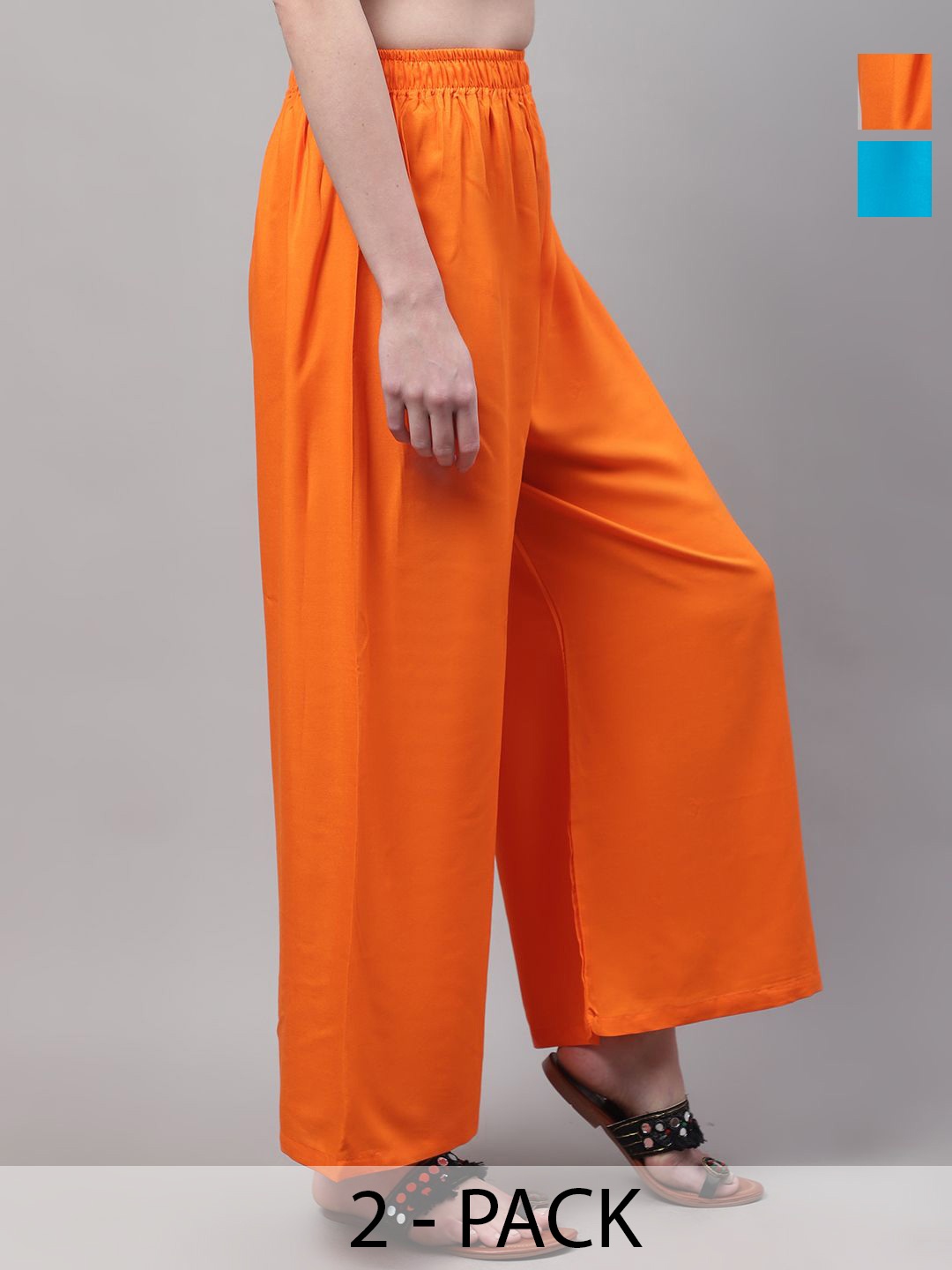 

Valles365 by S.C. Women Pack of 2 Flared Palazzos, Orange