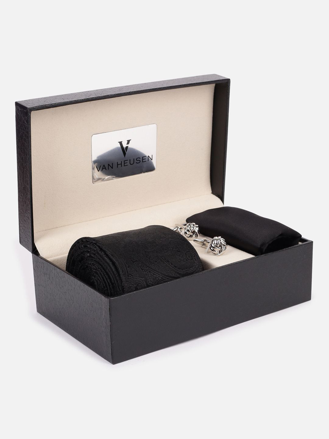 

Van Heusen Men Tie Pocket Square And Cufflink Accessory Gift Set, Black