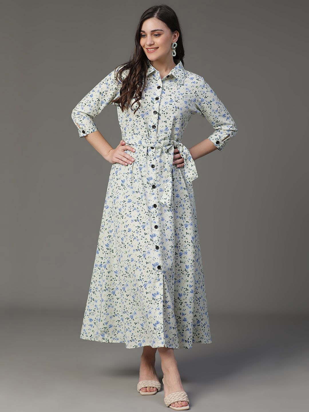 

VEGAL Floral Print Maxi Dress, Off white