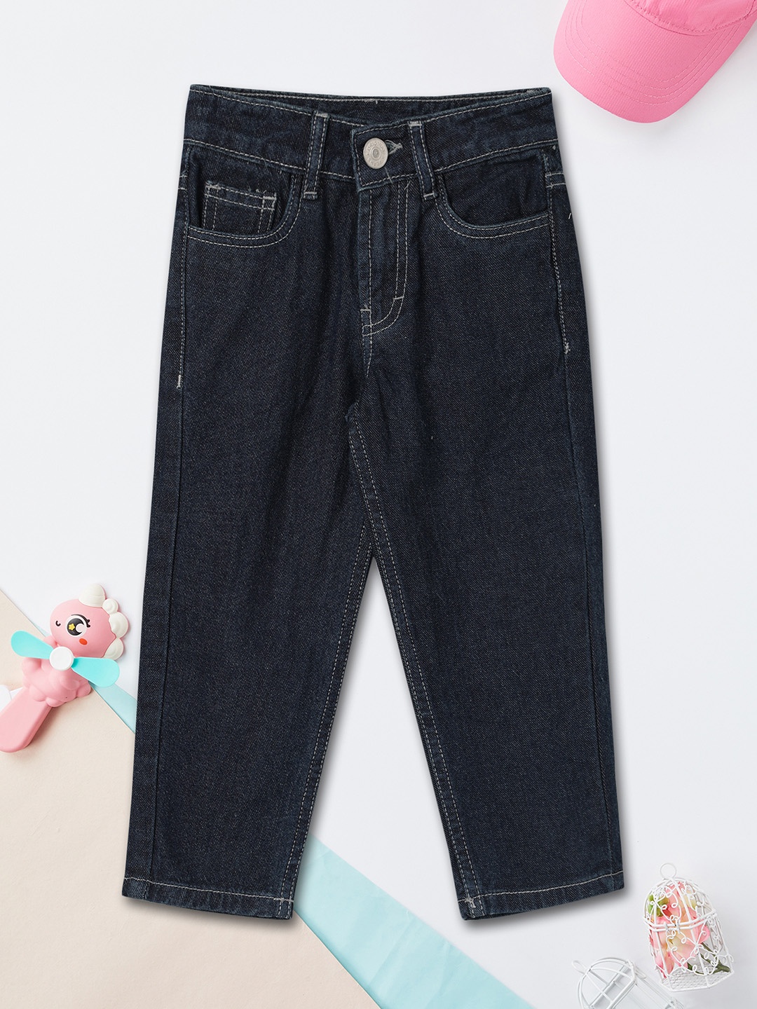 

max Girls Low Distress Jeans, Blue