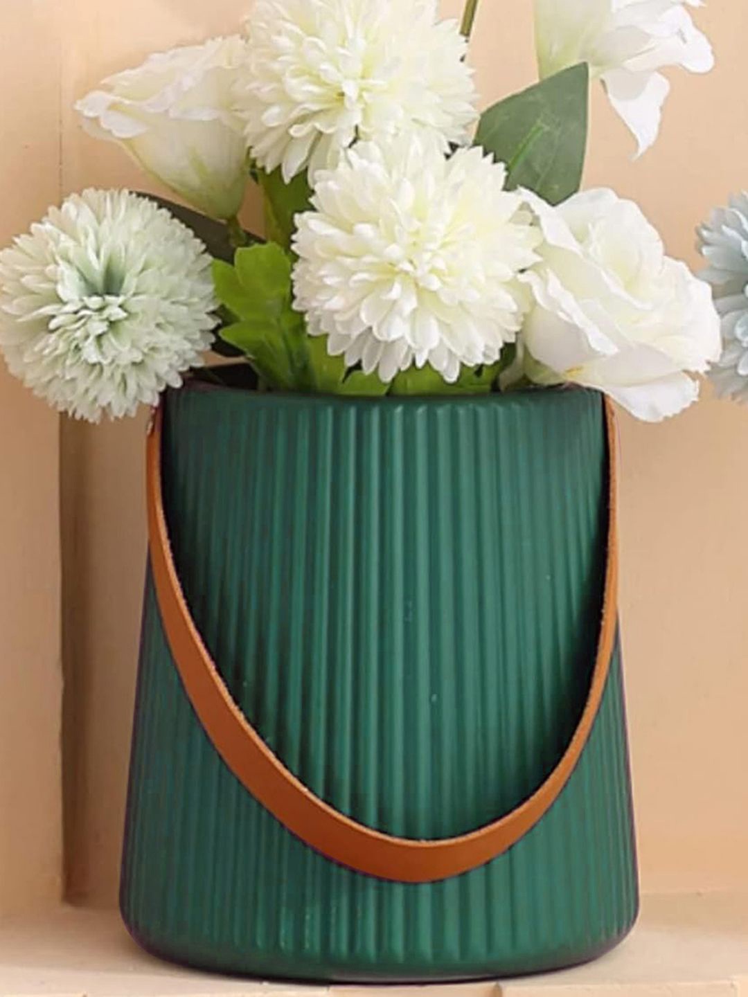 

DecorTwist Green Plastic Flower Vases for Home Decor (Pack of 3)