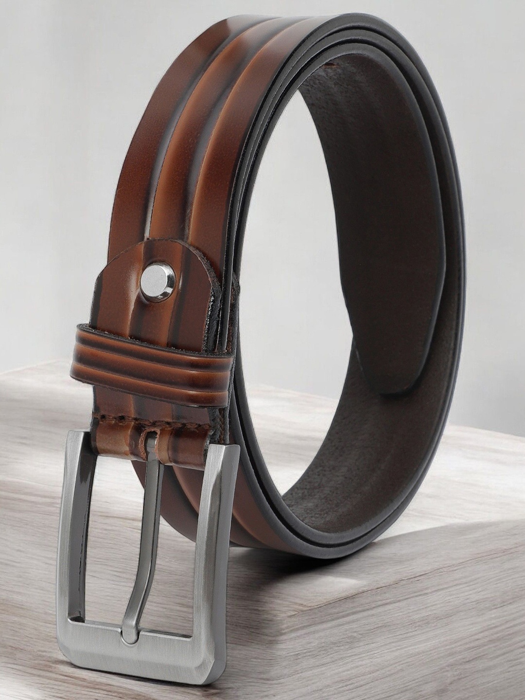 

Provogue Men Textured Leather Formal Belt, Brown