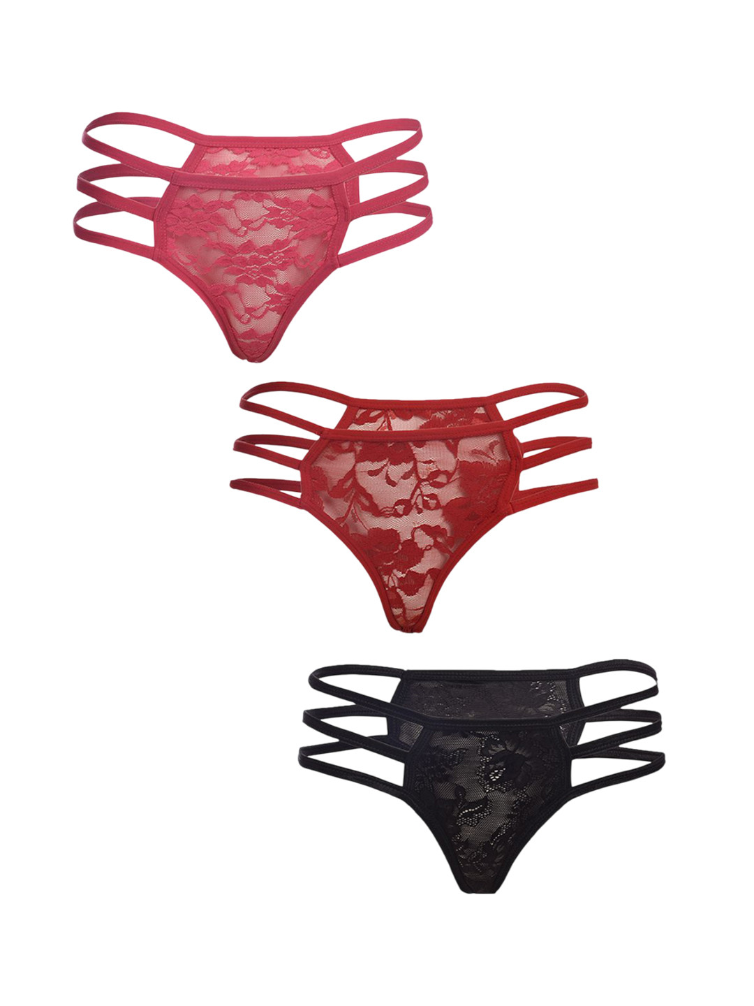 

Fleurt Pack Of 3 Assorted Lace G-String Briefs