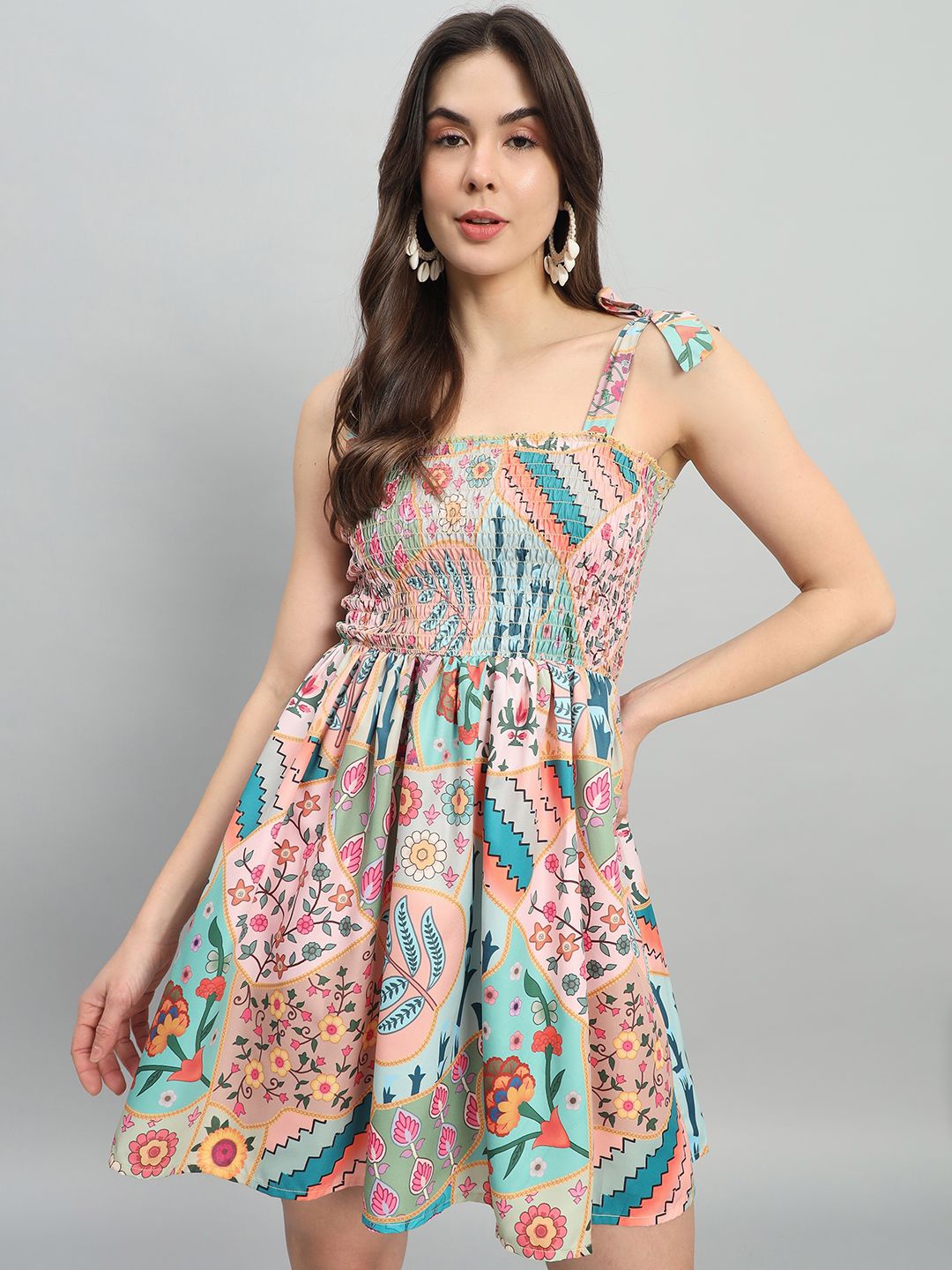 

The Dry State Floral Print Crepe Fit & Flare Dress, Multi