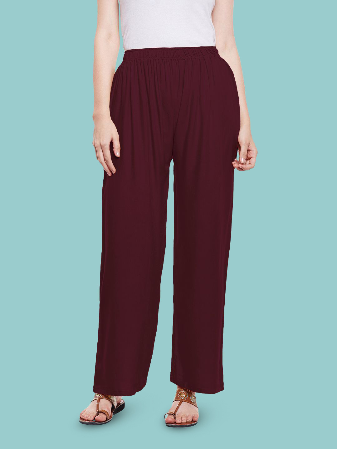 

Castle Lifestyle Women Ethnic Palazzos, Burgundy
