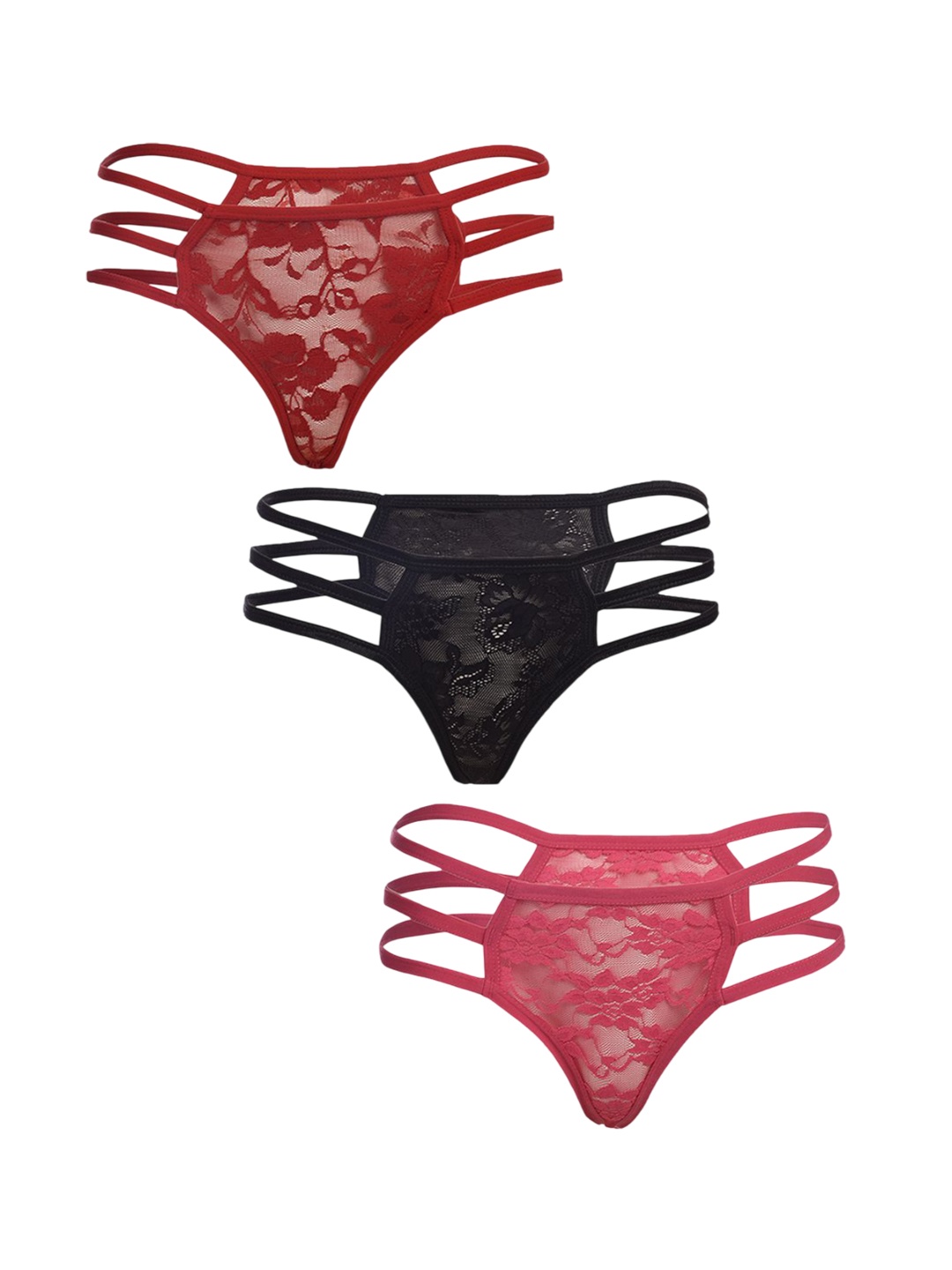 

Fleurt Women Pack Of 3 Assorted Lace G-String Briefs