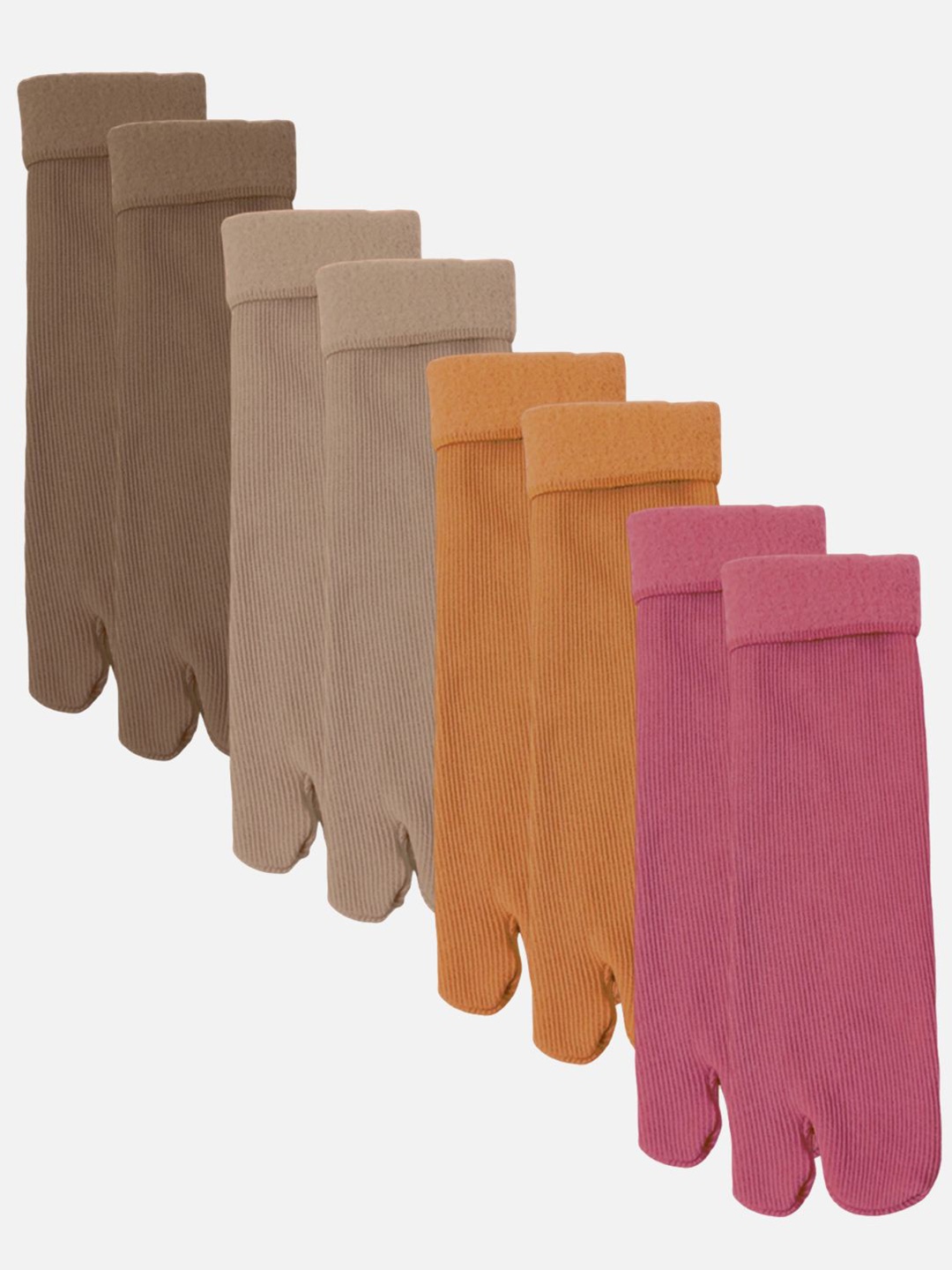 

StyFun Women Pack Of 4 Calf Length Thumb Socks, Brown