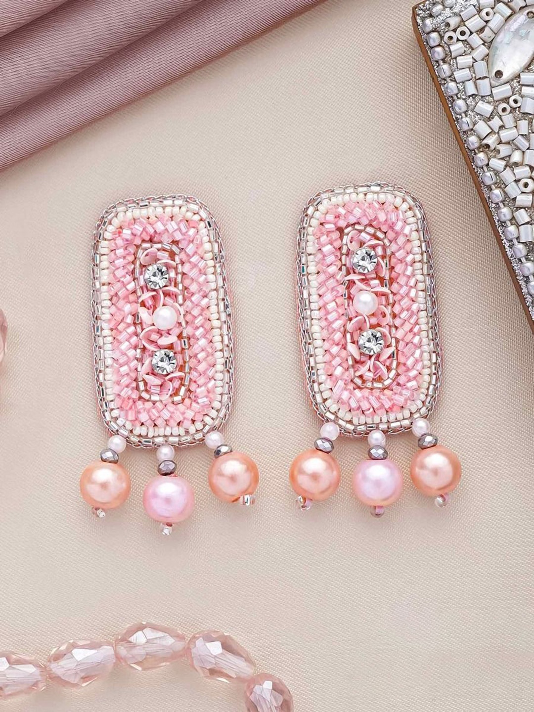 

EVERSTYLISH Sanjoya Sequins, Cut Dana & Beads Embroidered Earrings, Multi