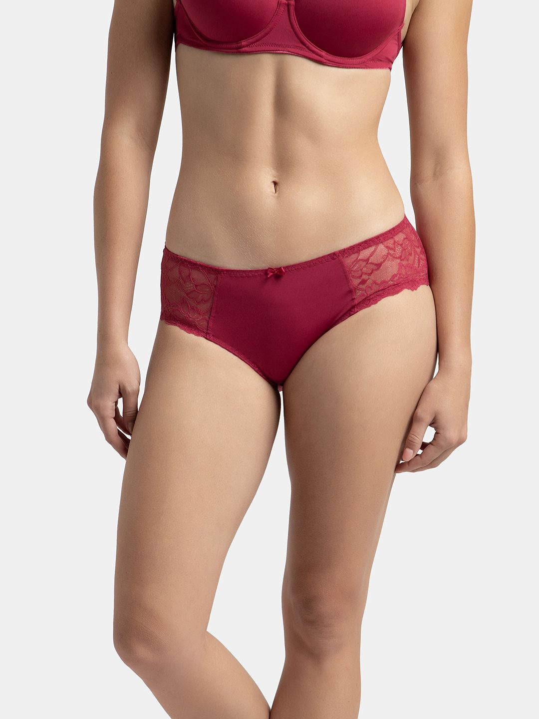 

Jockey Women Mid-Rise Lace Anti Microbial Hipster Briefs, Red