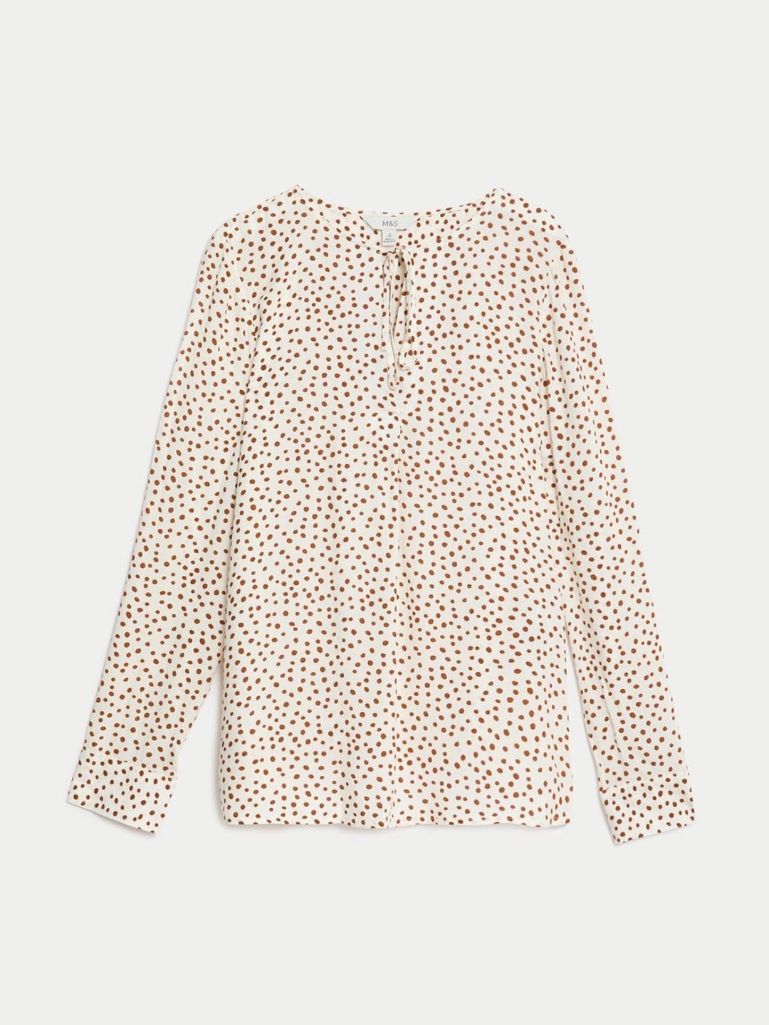 

Marks & Spencer Women Tie-Up Neck Printed Top, White