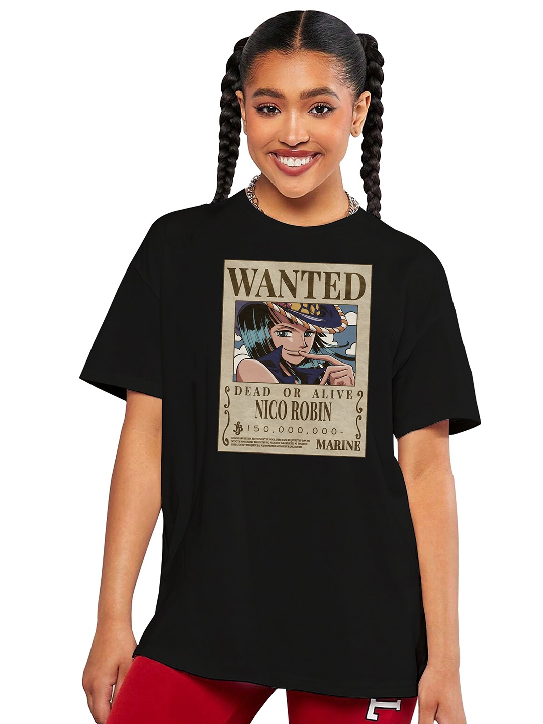 

MODARUE Girls Typography Printed Drop-Shoulder Sleeves T-shirt, Black