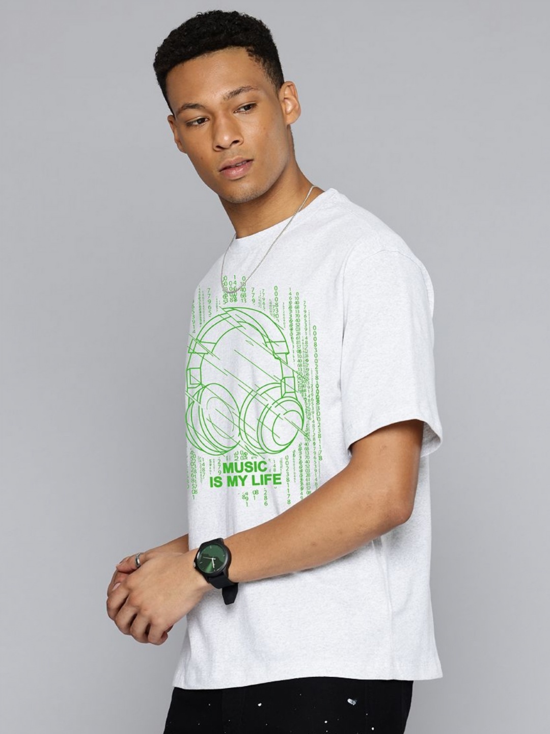 

Moda Rapido Men Abstract Printed Round Neck Cotton Relaxed Fit T-shirt, White