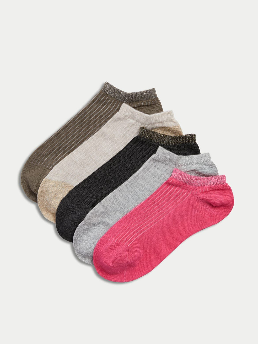 

Marks & Spencer Women Pack Of 5 Anti-Static Ankle Length Socks, Pink