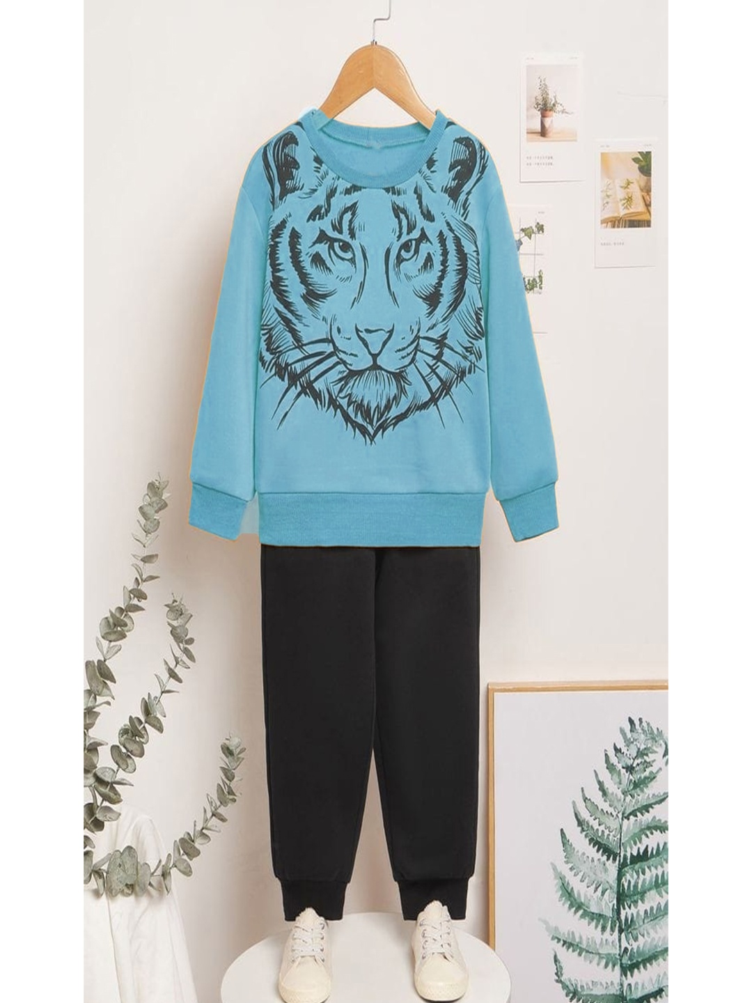 

BILLYBALL Kids Printed Round Neck Pure Cotton Sweatshirt With Jogger, Blue