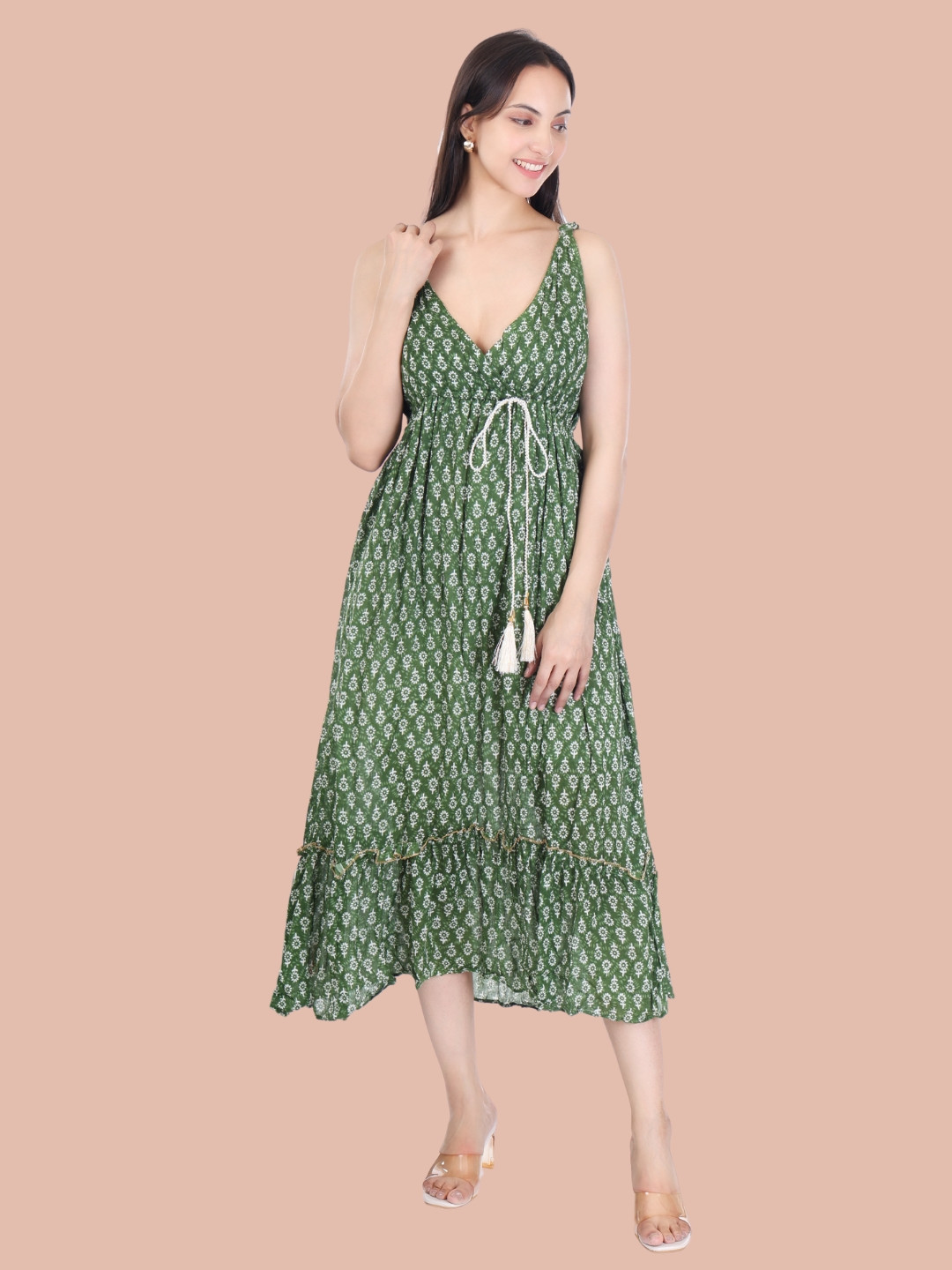 

Moda Rapido Floral Print Crepe Maxi Dress, Green
