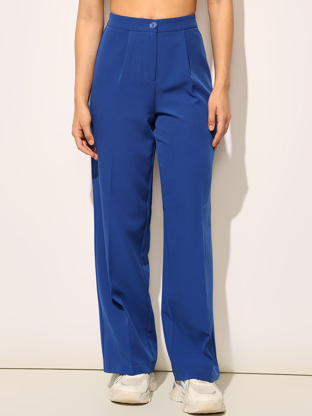 

ONLY Women High-Rise Pleated Trousers, Blue