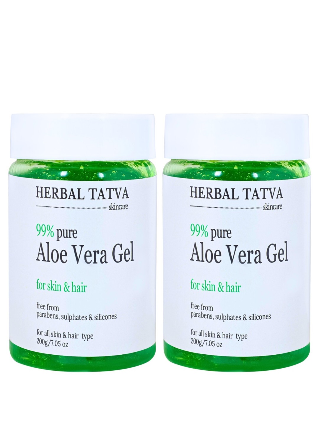 

HERBAL TATVA Set Of 2 Pure Aloe Vera Gel for Skin & Hair- 200 g Each, White