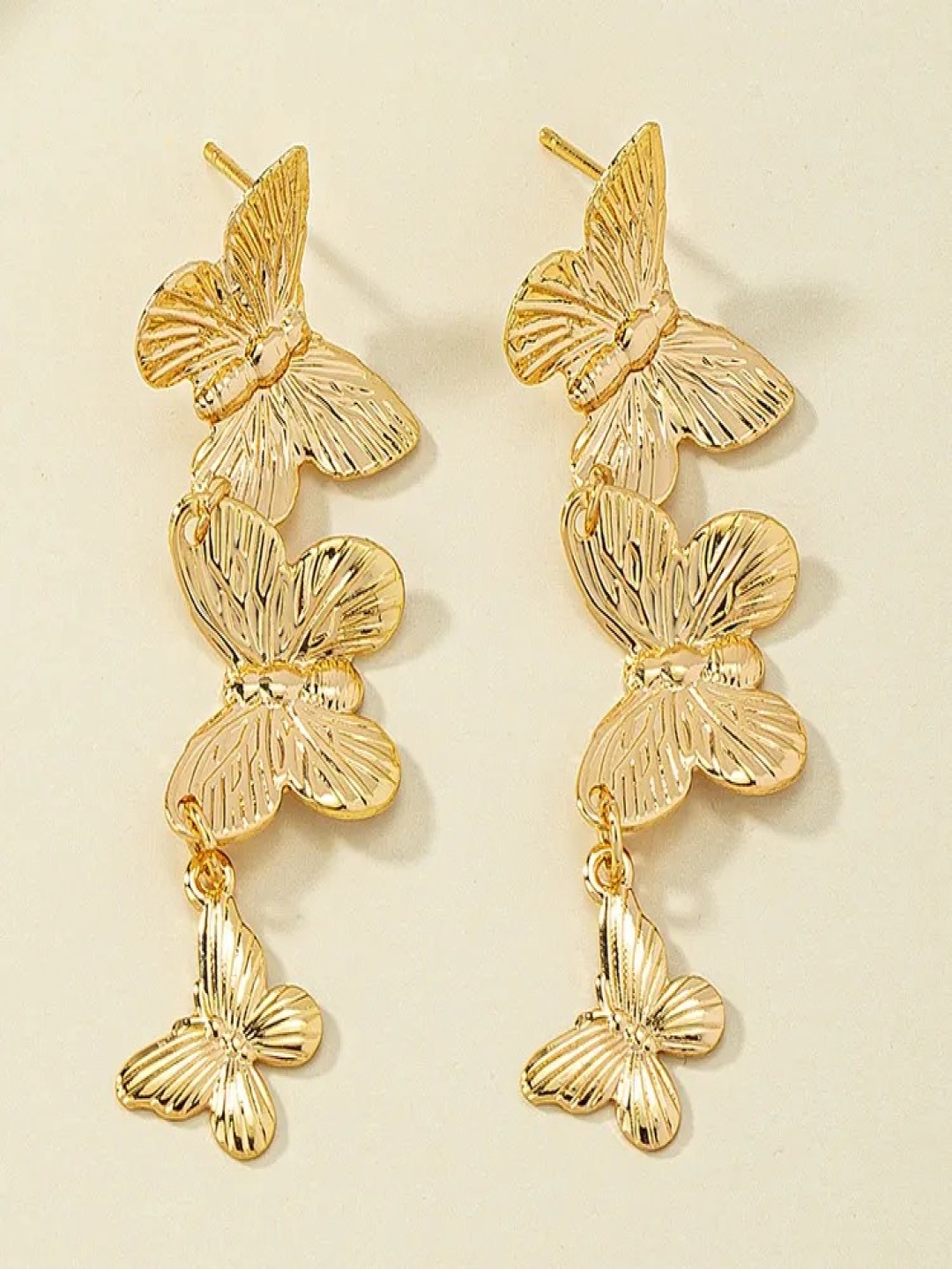 

DIVASTRI Anti Tarnish Gold-Plated Butterfly Shaped Drop Earrings