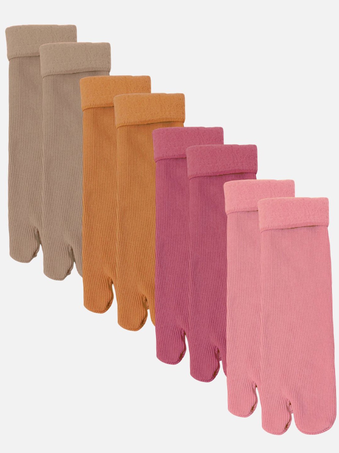 

StyFun Women Pack Of 4 Calf Length Thumb Socks, Pink