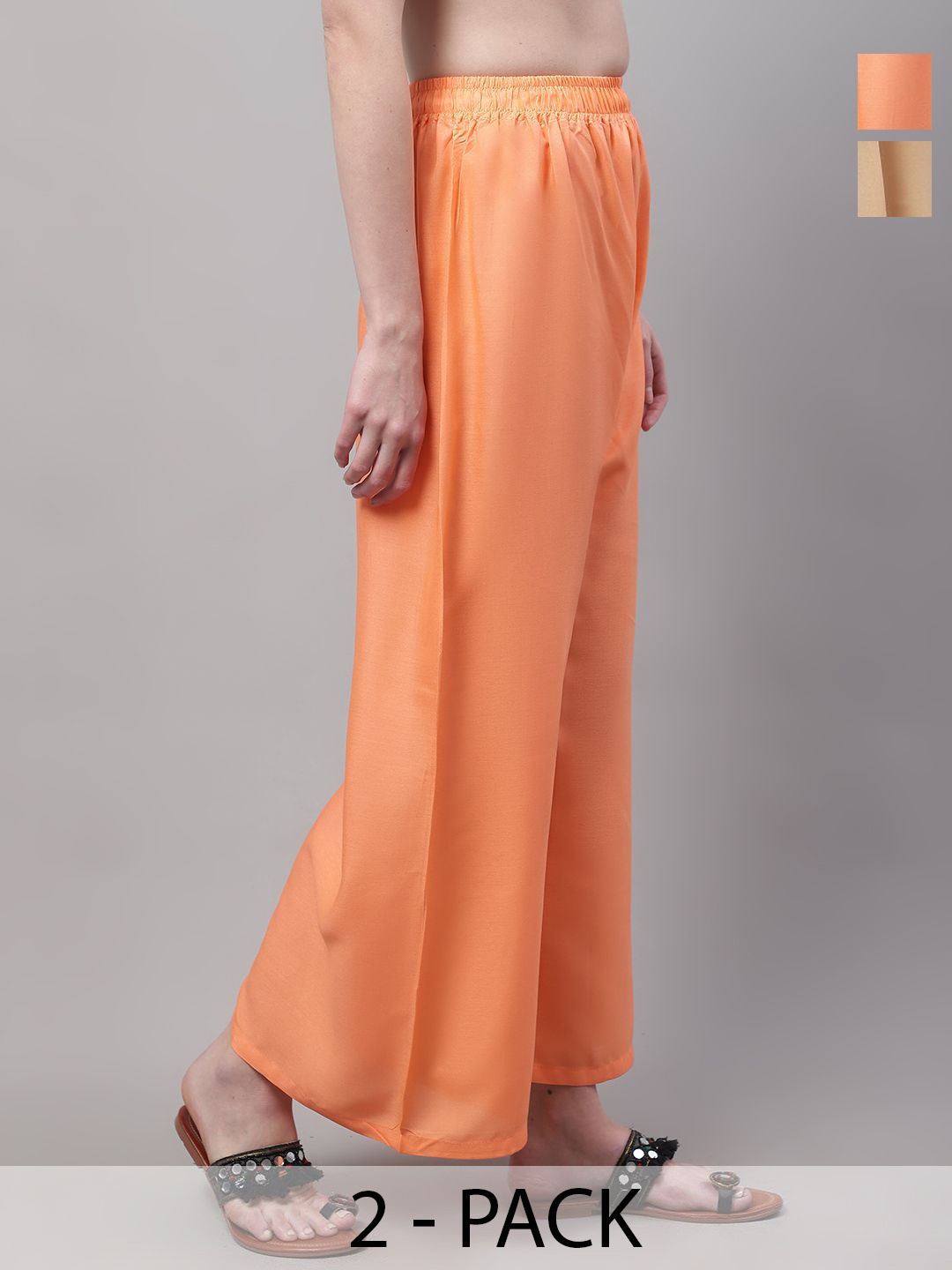 

Valles365 by S.C. Women Pack Of 2 Flared Ethnic Palazzos, Orange