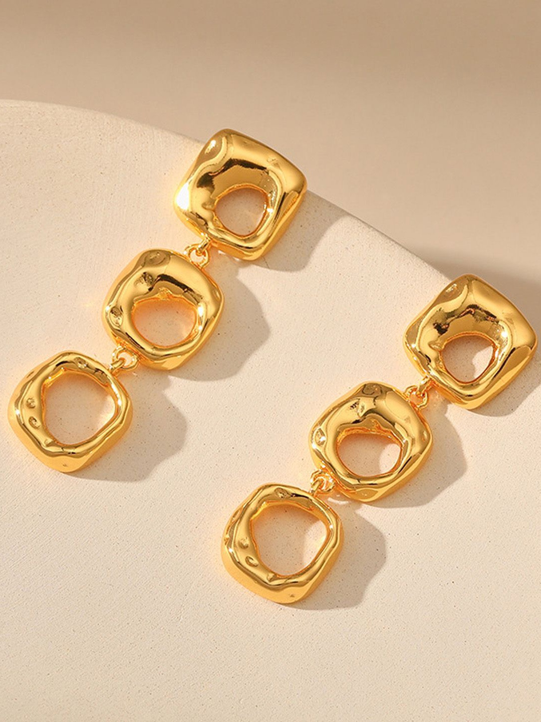 

Just Lil Things Contemporary Shaped Drop Earrings, Gold
