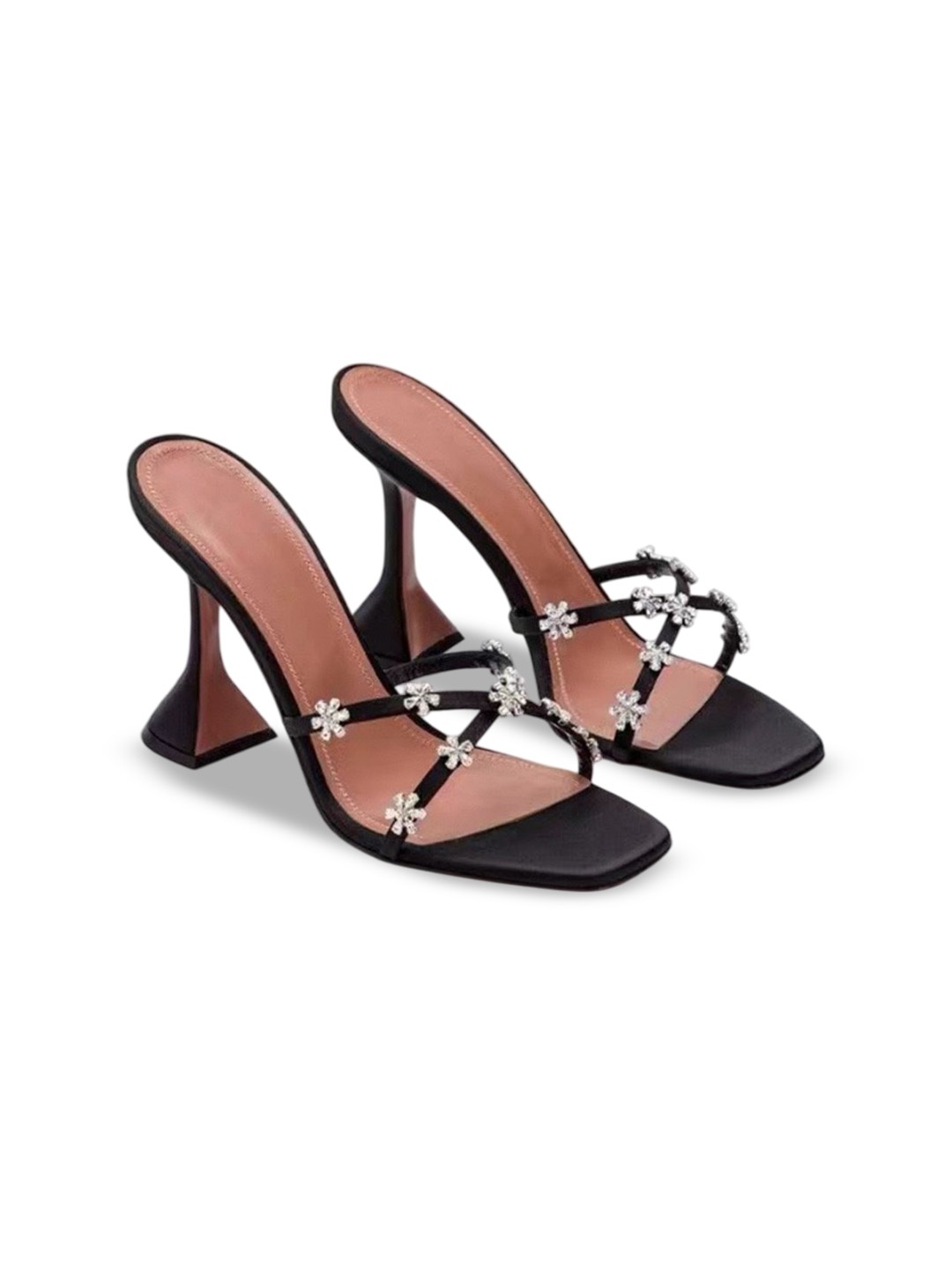 

Ozzaro Embellished PU Party Stiletto Sandals, Black
