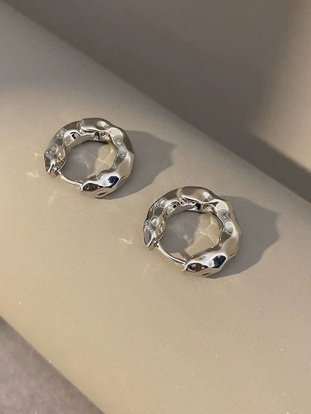

Just Lil Things Circular Shaped Hoop Earrings, Silver